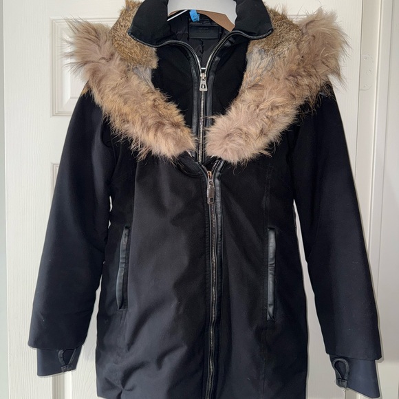 RUDSAK Black Jacket with Brown Fur Trim - Picture 2 of 4